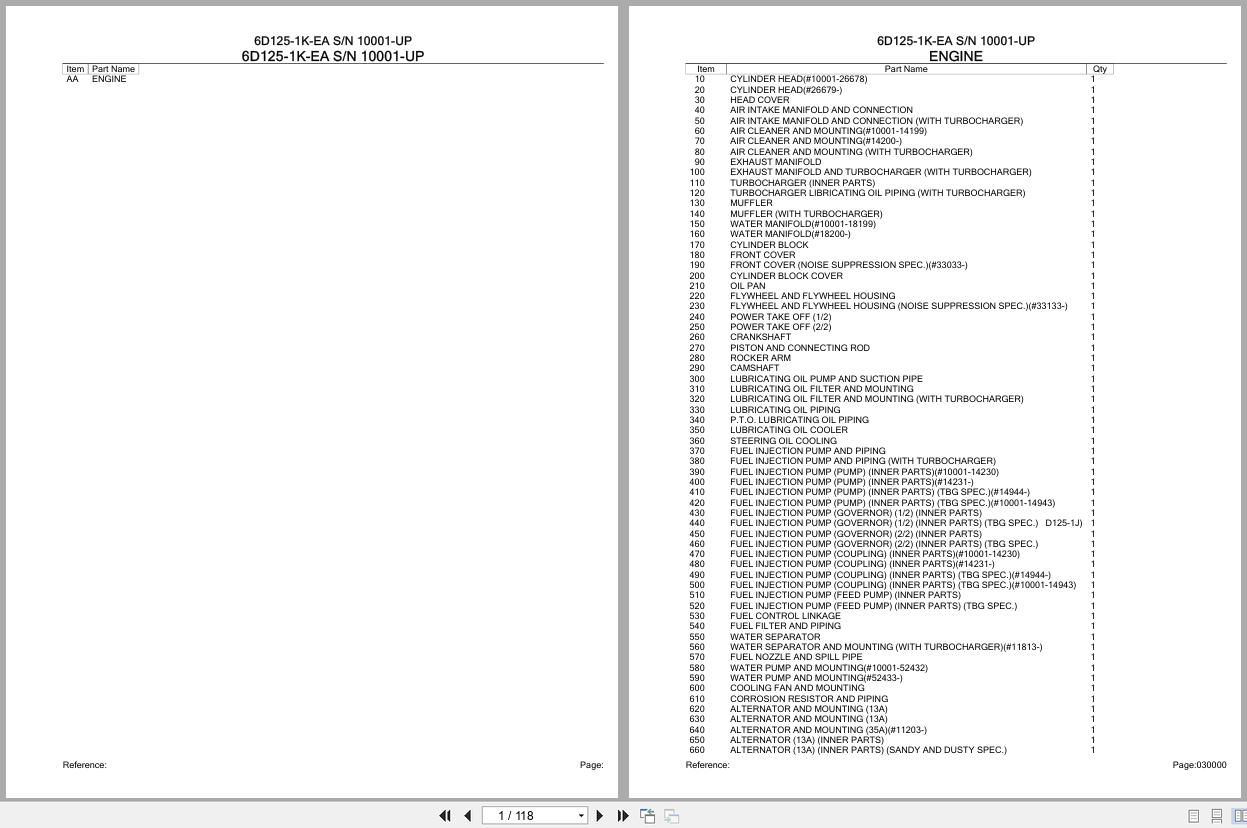 Komatsu Engine 6D125 1K EA 10001 UP Parts Catalog (1)
