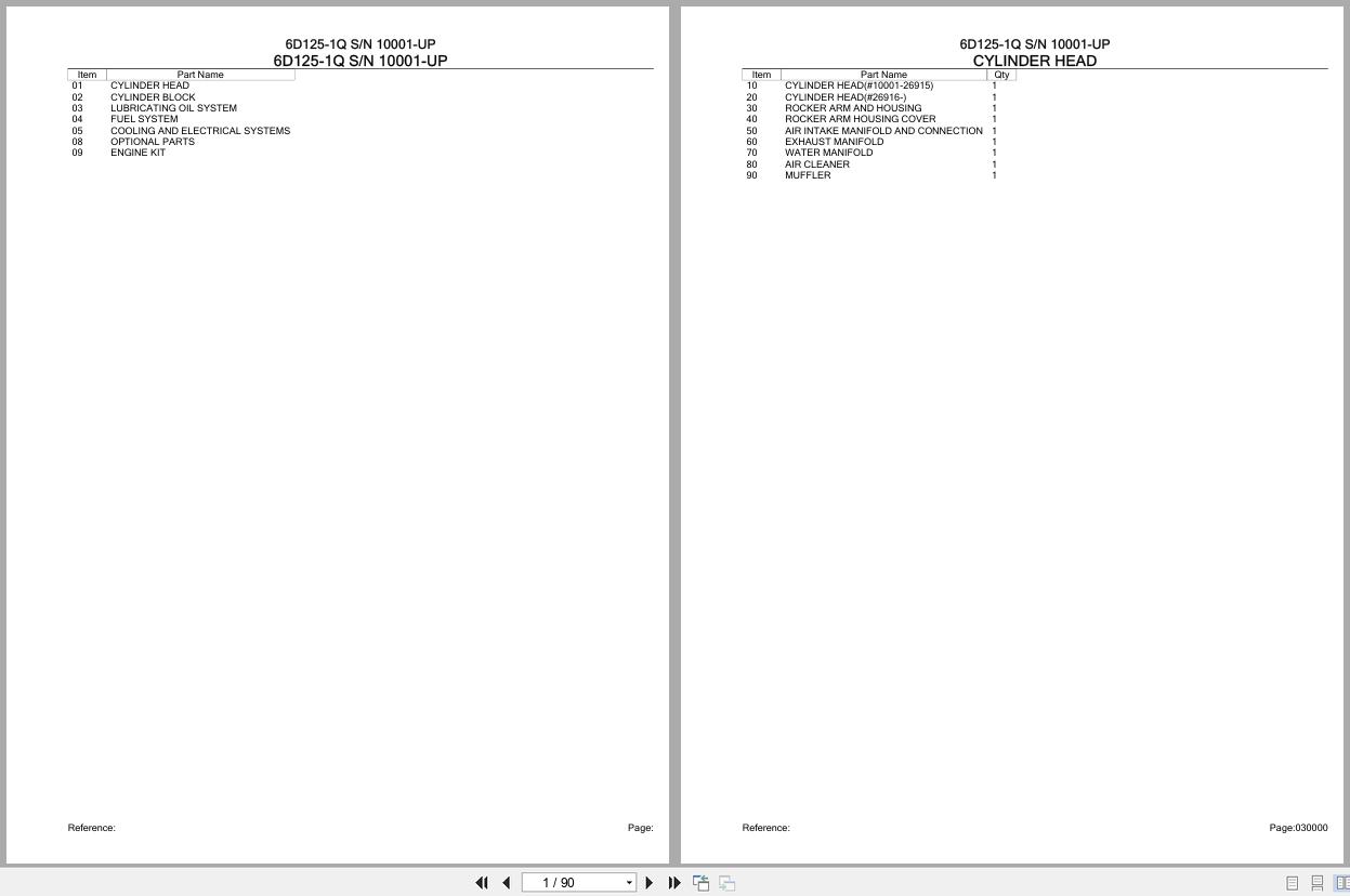 Komatsu Engine 6D125 1Q 10001 UP Parts Catalog (1)
