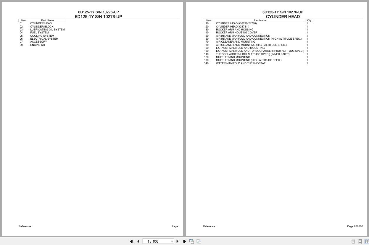 Komatsu Engine 6D125 1Y 10276 UP Parts Catalog (1)