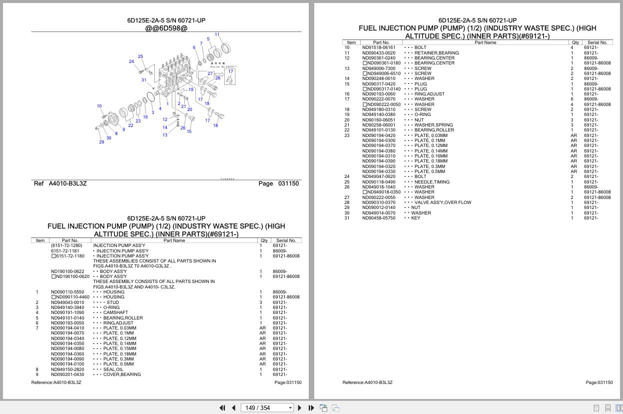 Komatsu Engine 6D125E 2A 5 60721 UP Parts Catalog (2)