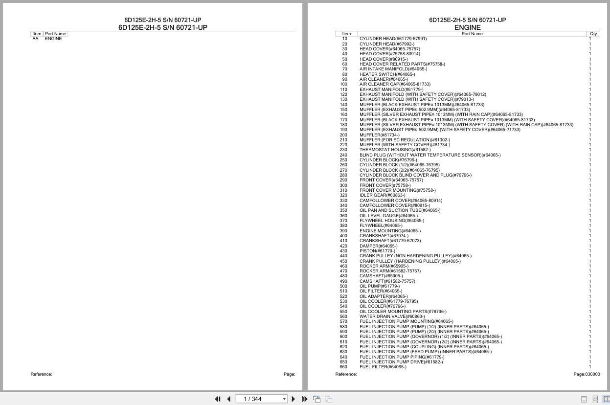 Komatsu Engine 6D125E 2H 5 60721 UP Parts Catalog (1)