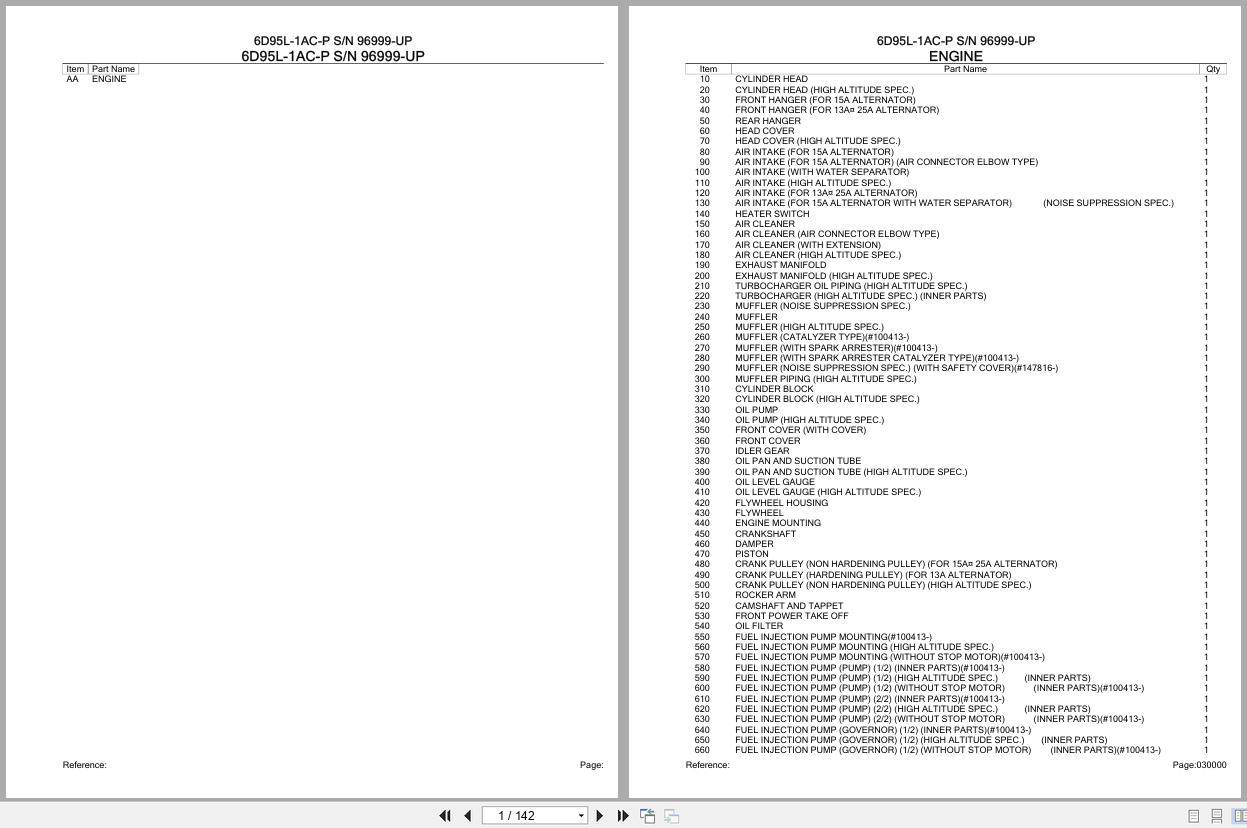 Komatsu Engine 6D95L 1AC P 96999 UP Parts Catalog (1)