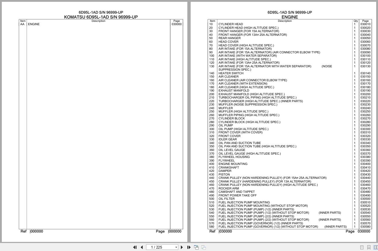 Komatsu Engine 6D95L 1AD 96999 UP Parts Catalog (1)