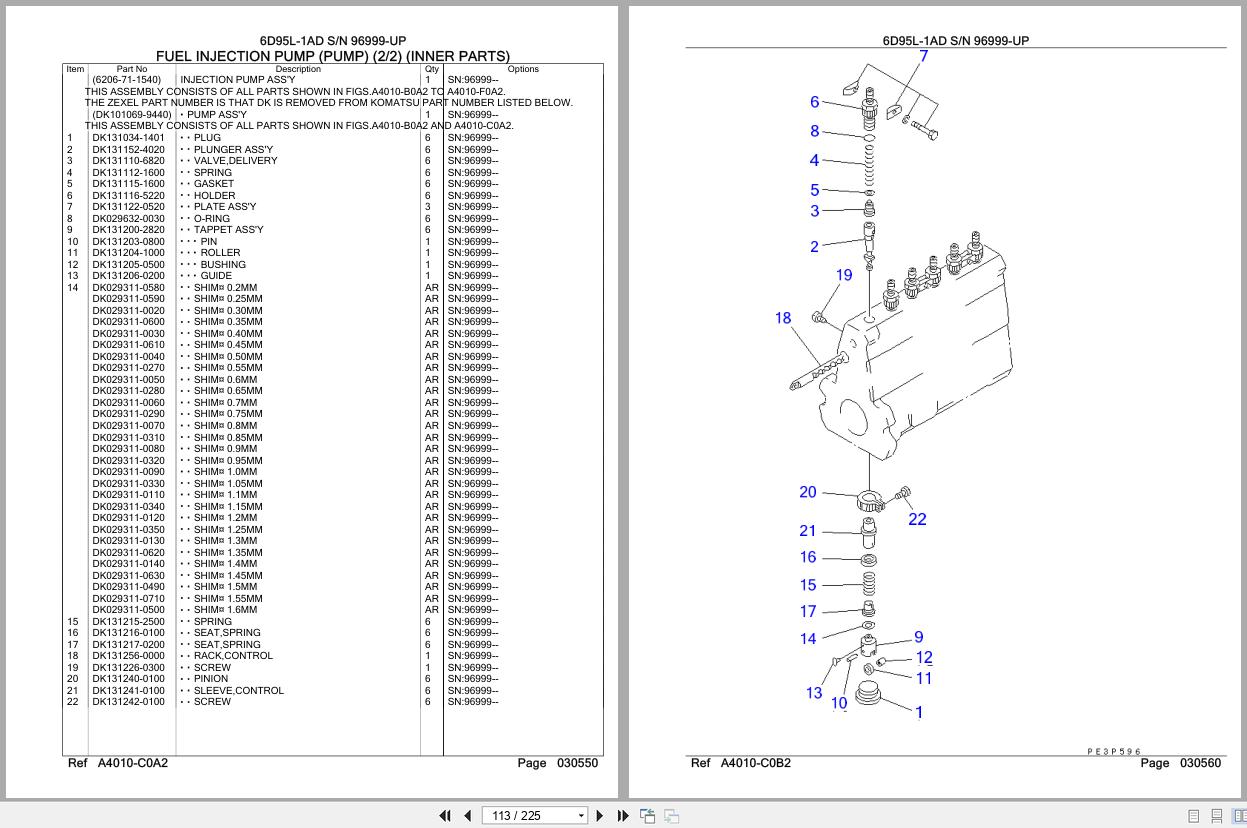 Komatsu Engine 6D95L 1AD 96999 UP Parts Catalog (2)
