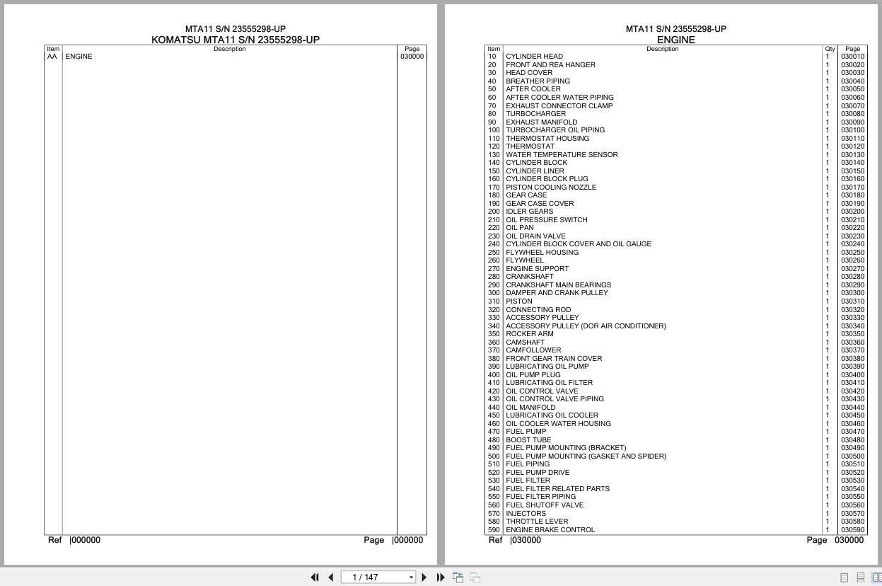 Komatsu Engine MTA11 23555298 UP Parts Catalog (1)