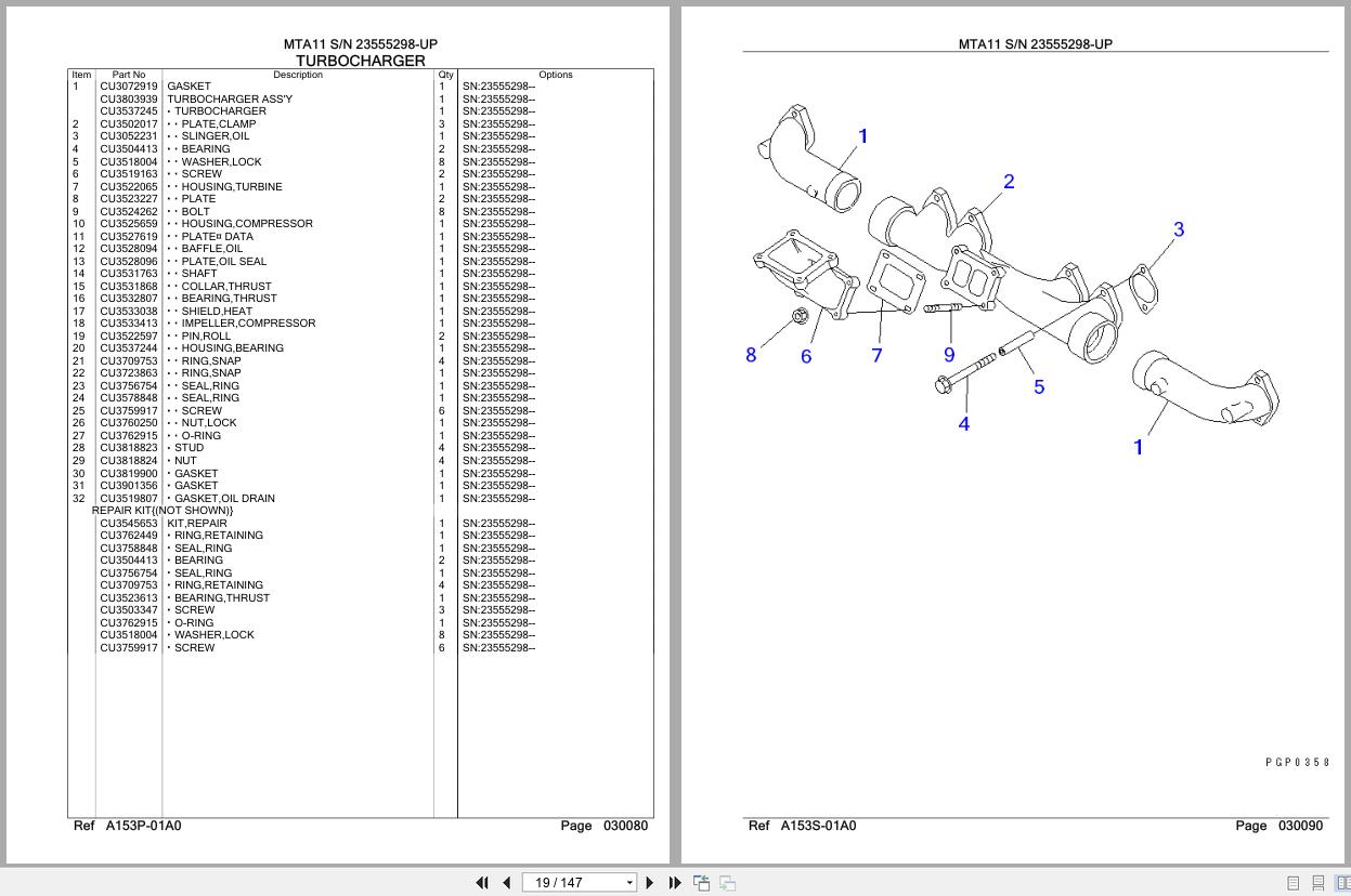 Komatsu Engine MTA11 23555298 UP Parts Catalog (2)