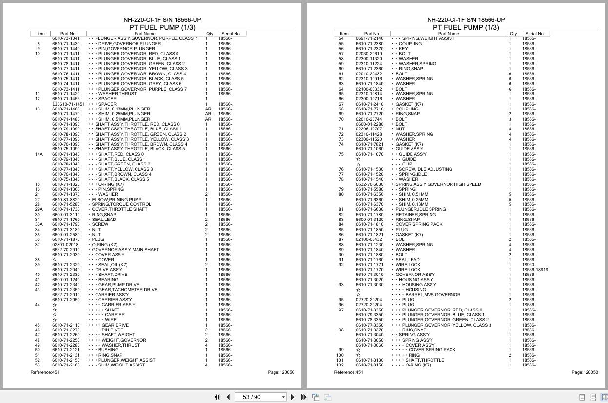 Komatsu Engine NH 220 CI 1F 18566 UP Parts Catalog (2)