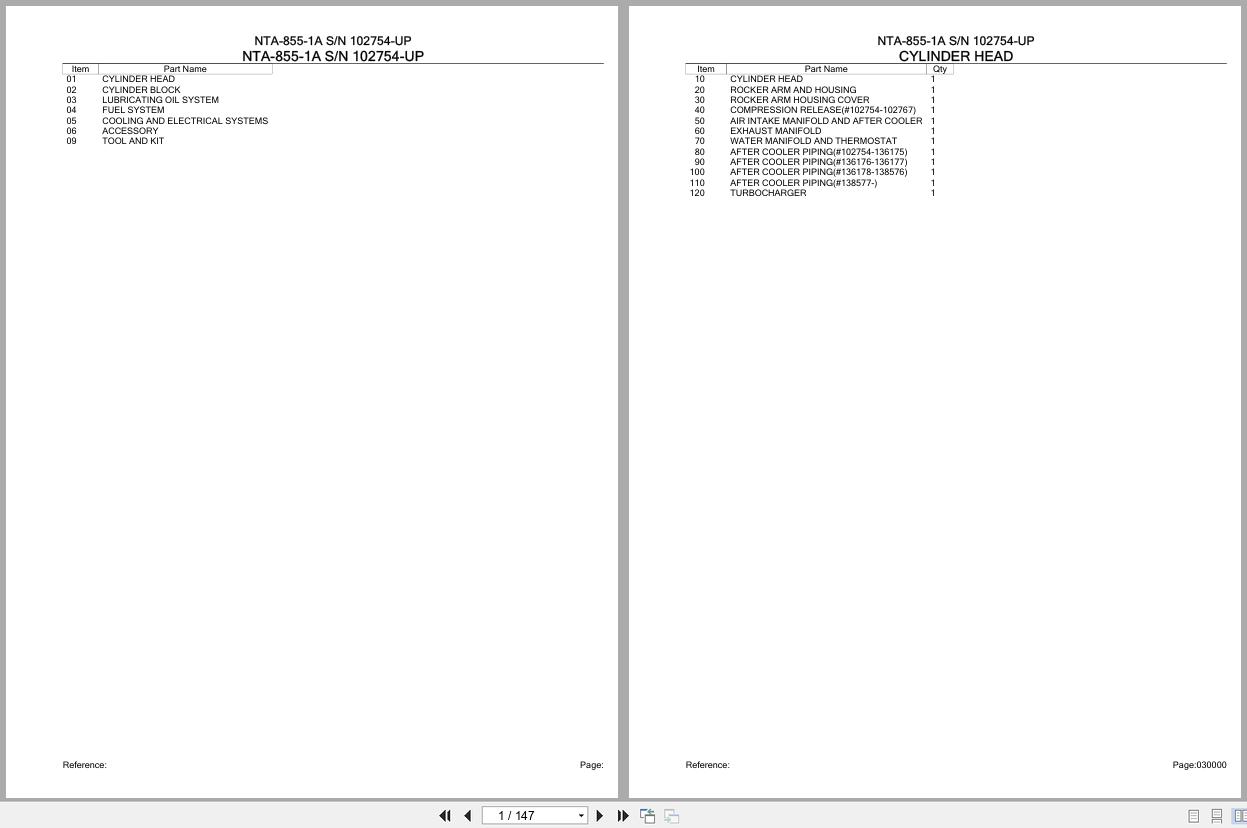 Komatsu Engine NTA 855 1A 102754 UP Parts Catalog (1)