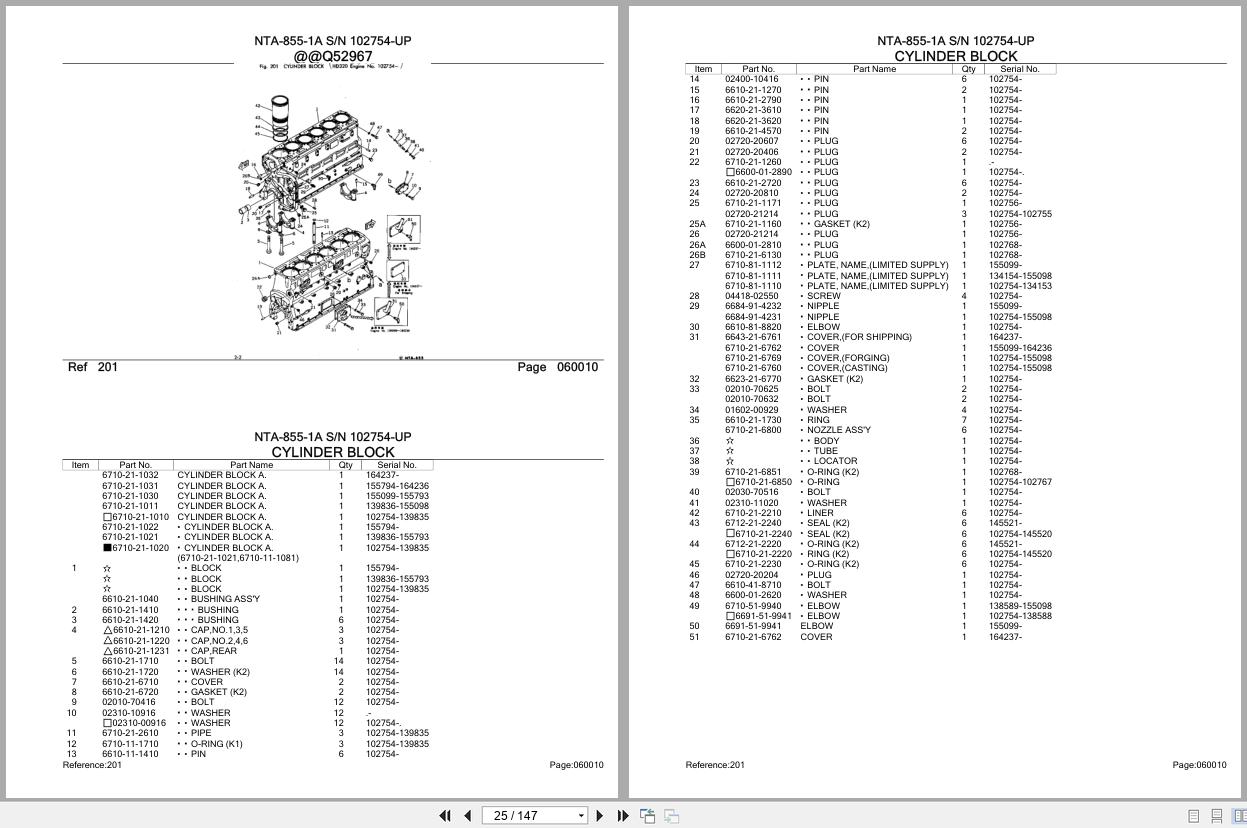 Komatsu Engine NTA 855 1A 102754 UP Parts Catalog (2)