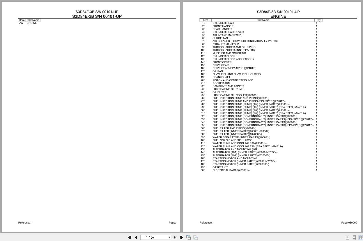 Komatsu Engine S3D84E 3B 00101 UP Parts Catalog (1)