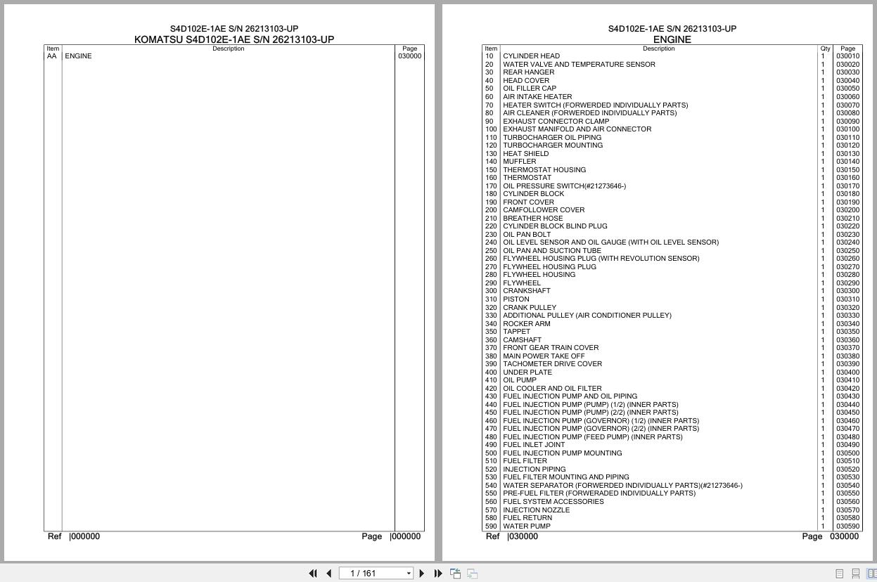 Komatsu Engine S4D102E 1AE 26213103 UP Parts Catalog (1)