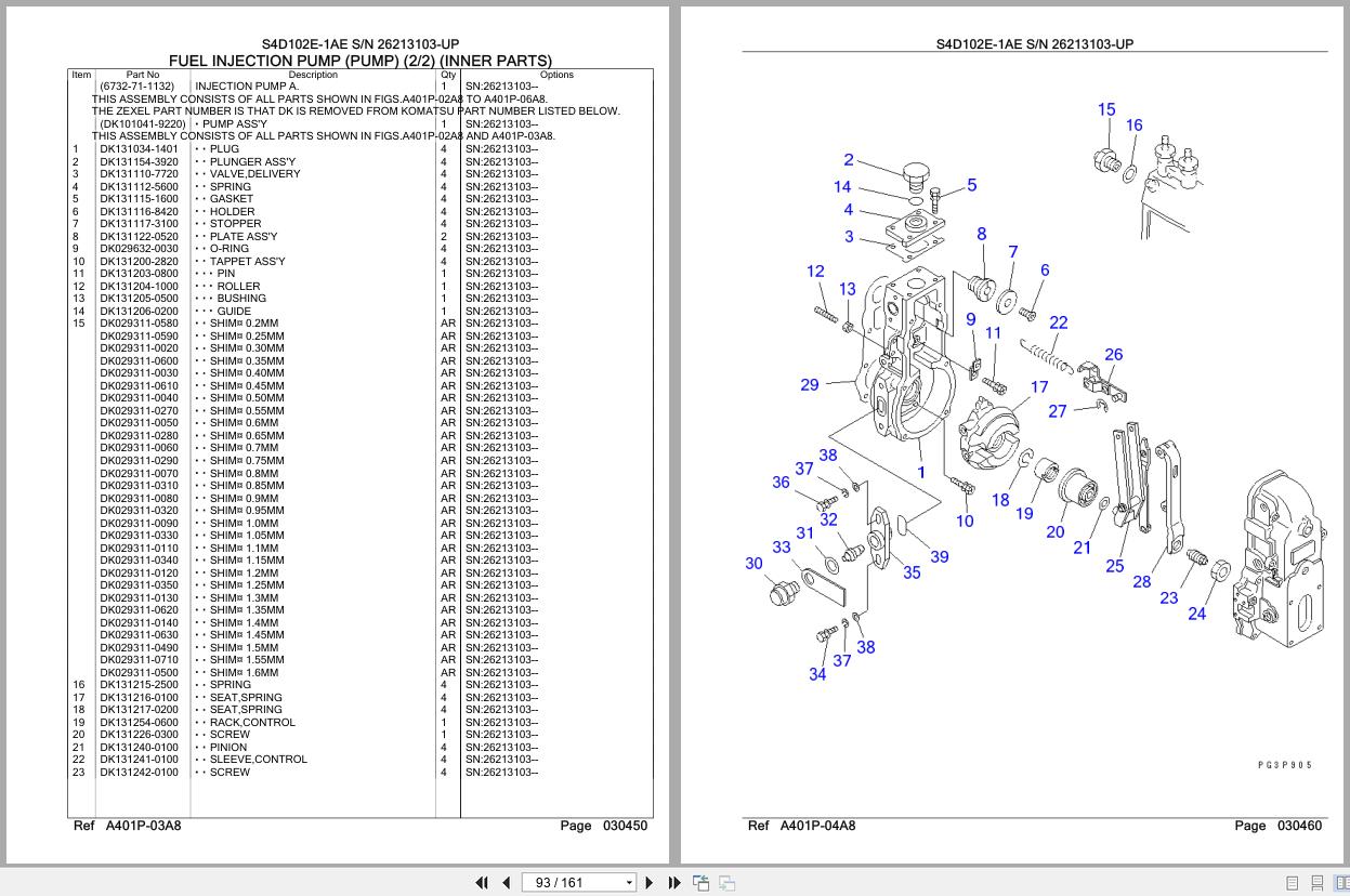 Komatsu Engine S4D102E 1AE 26213103 UP Parts Catalog (2)
