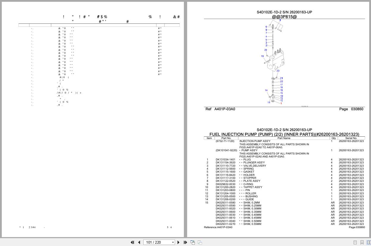 Komatsu Engine S4D102E 1D 2 26200163 UP Parts Catalog (2)