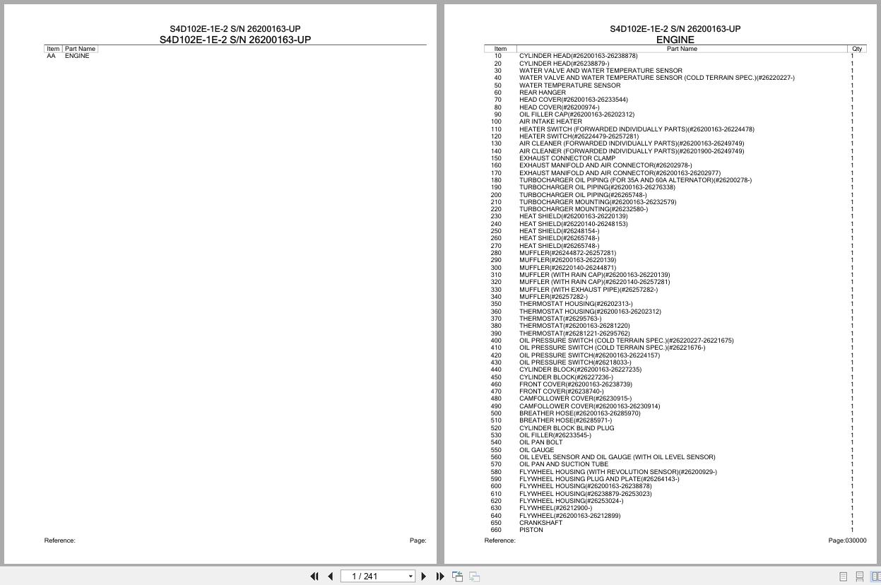 Komatsu Engine S4D102E 1E 2 26200163 UP Parts Catalog (1)