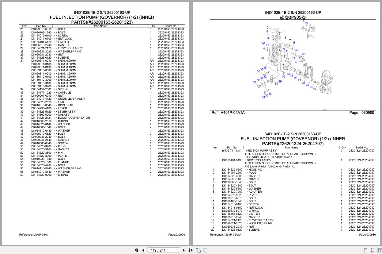 Komatsu Engine S4D102E 1E 2 26200163 UP Parts Catalog (2)