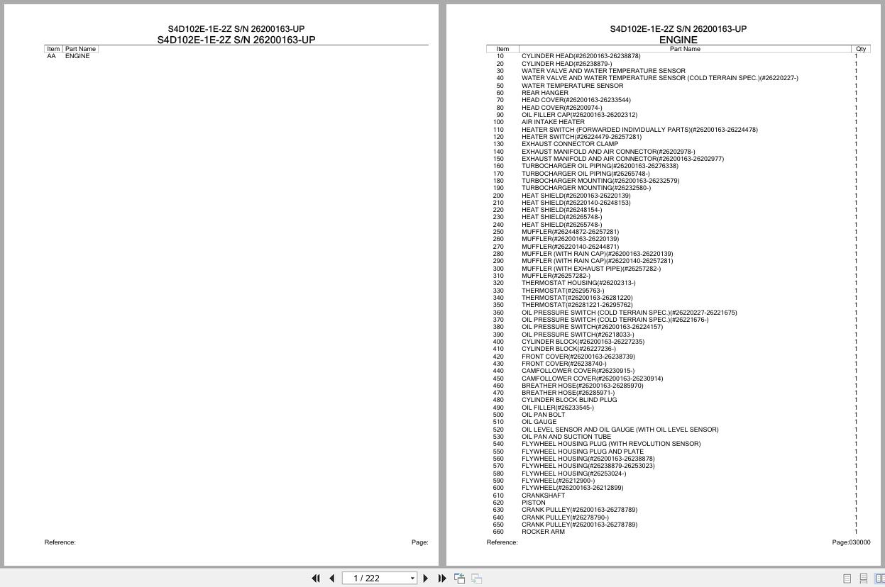 Komatsu Engine S4D102E 1E 2Z 26200163 UP Parts Catalog (1)