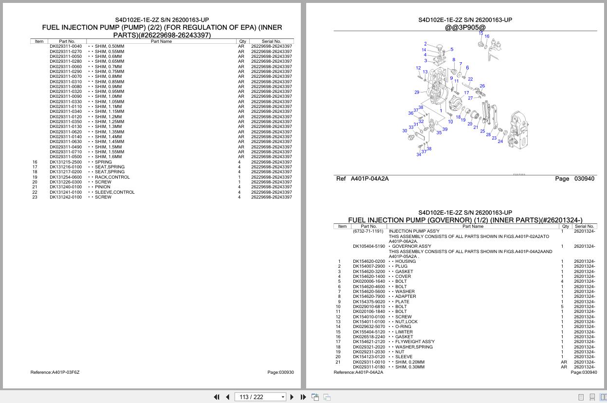 Komatsu Engine S4D102E 1E 2Z 26200163 UP Parts Catalog (2)