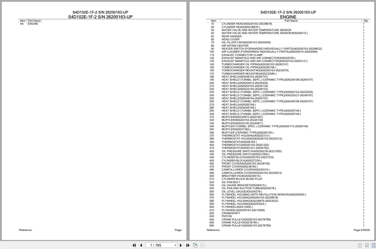 Komatsu Engine S4D102E 1F 2 26200163 UP Parts Catalog (1)