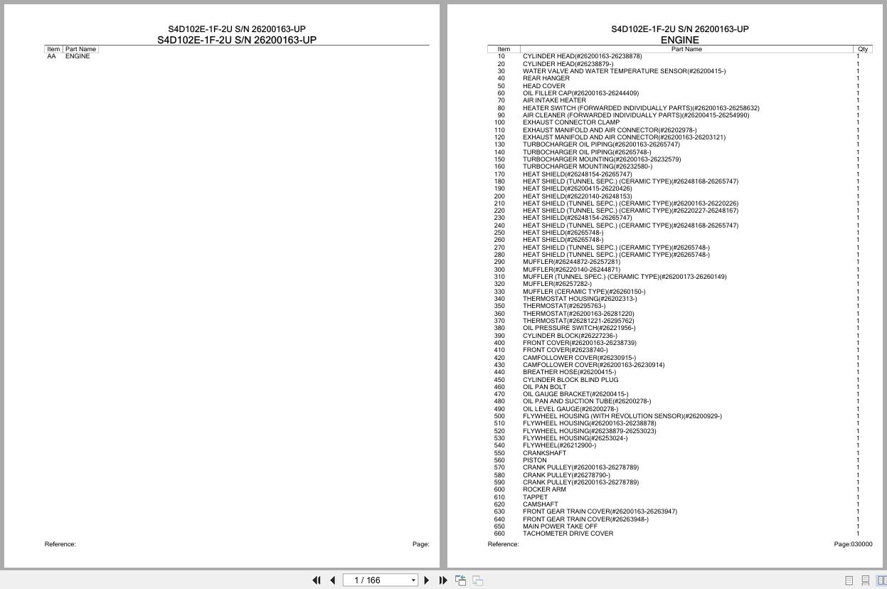 Komatsu Engine S4D102E 1F 2U 26200163 UP Parts Catalog (1)