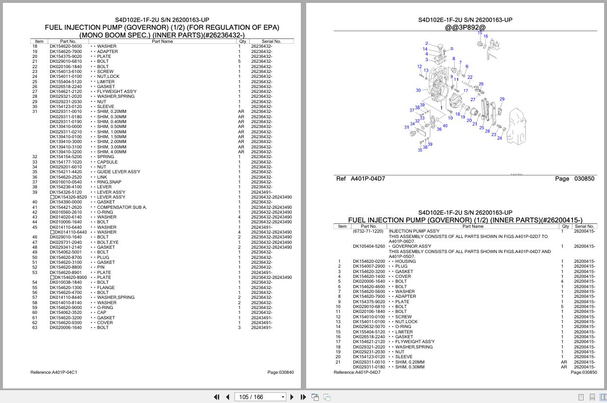 Komatsu Engine S4D102E 1F 2U 26200163 UP Parts Catalog (2)
