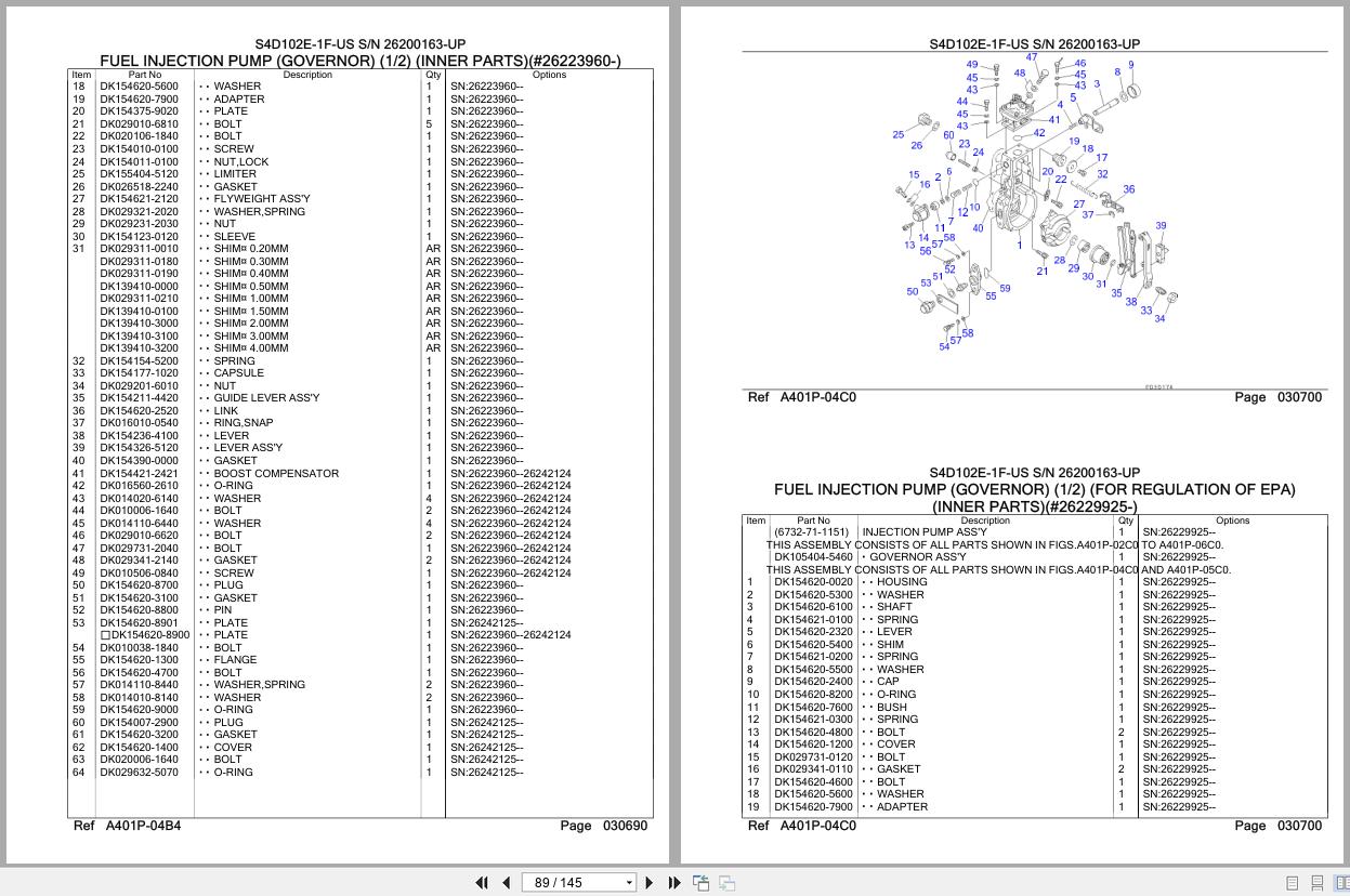 Komatsu Engine S4D102E 1F US 26200163 UP Parts Catalog (2)