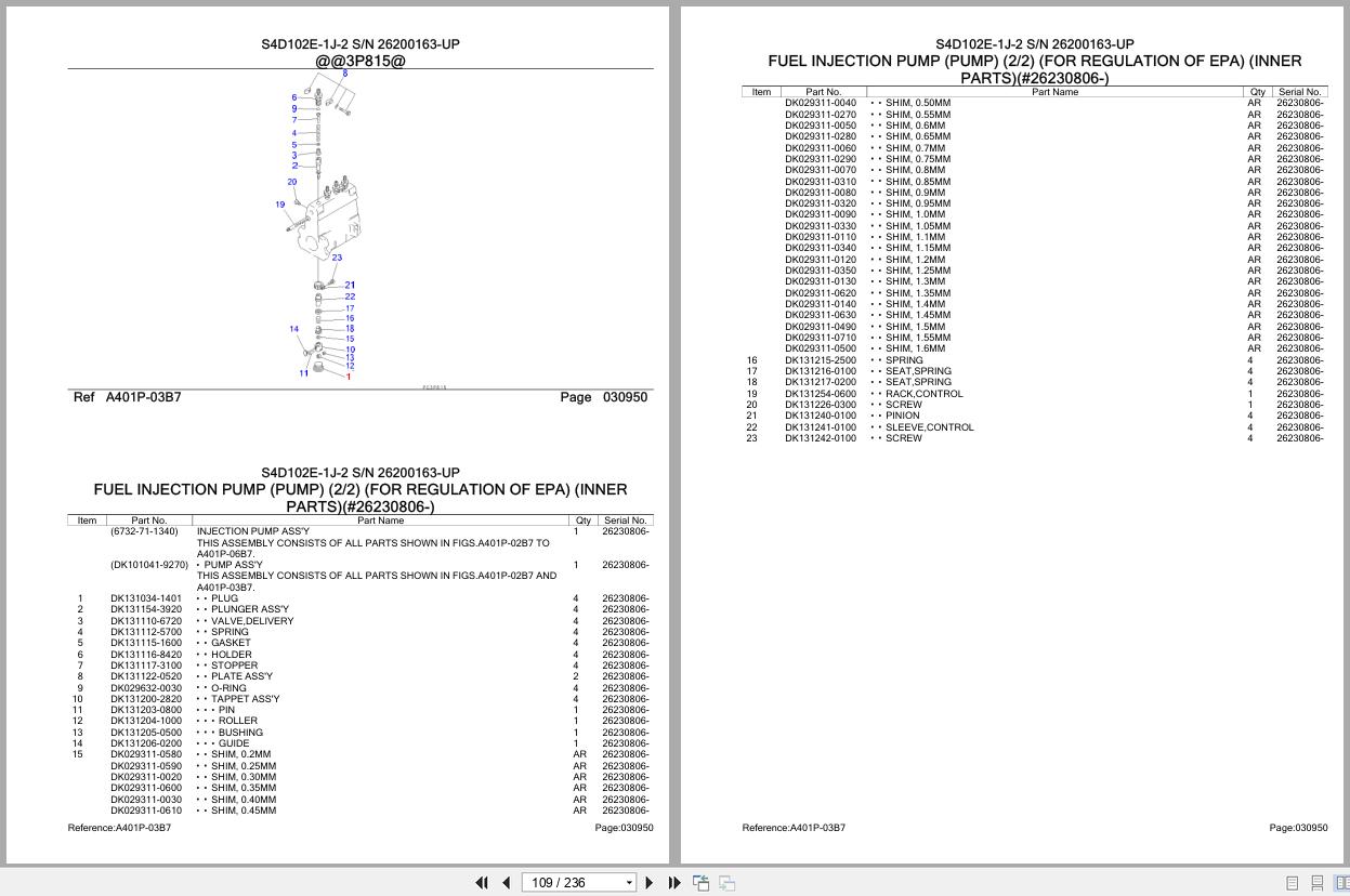 Komatsu Engine S4D102E 1J 2 26200163 UP Parts Catalog (2)