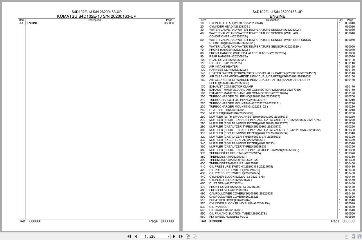 Komatsu Engine S4D102E 1J 26200163 UP Parts Catalog (1)