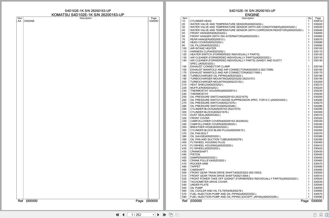 Komatsu Engine S4D102E 1K 26200163 UP Parts Catalog (1)