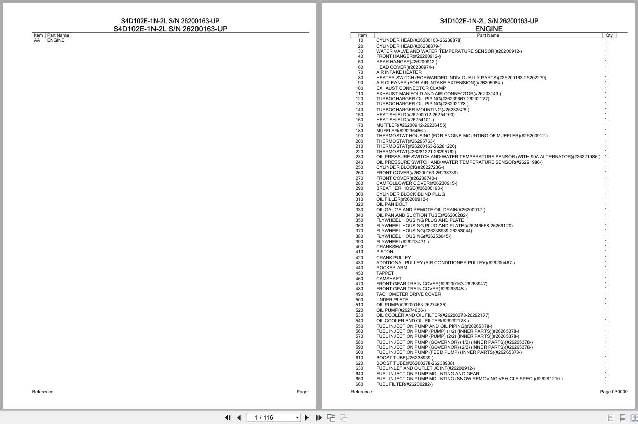 Komatsu Engine S4D102E 1N 2L 26200163 UP Parts Catalog (1)