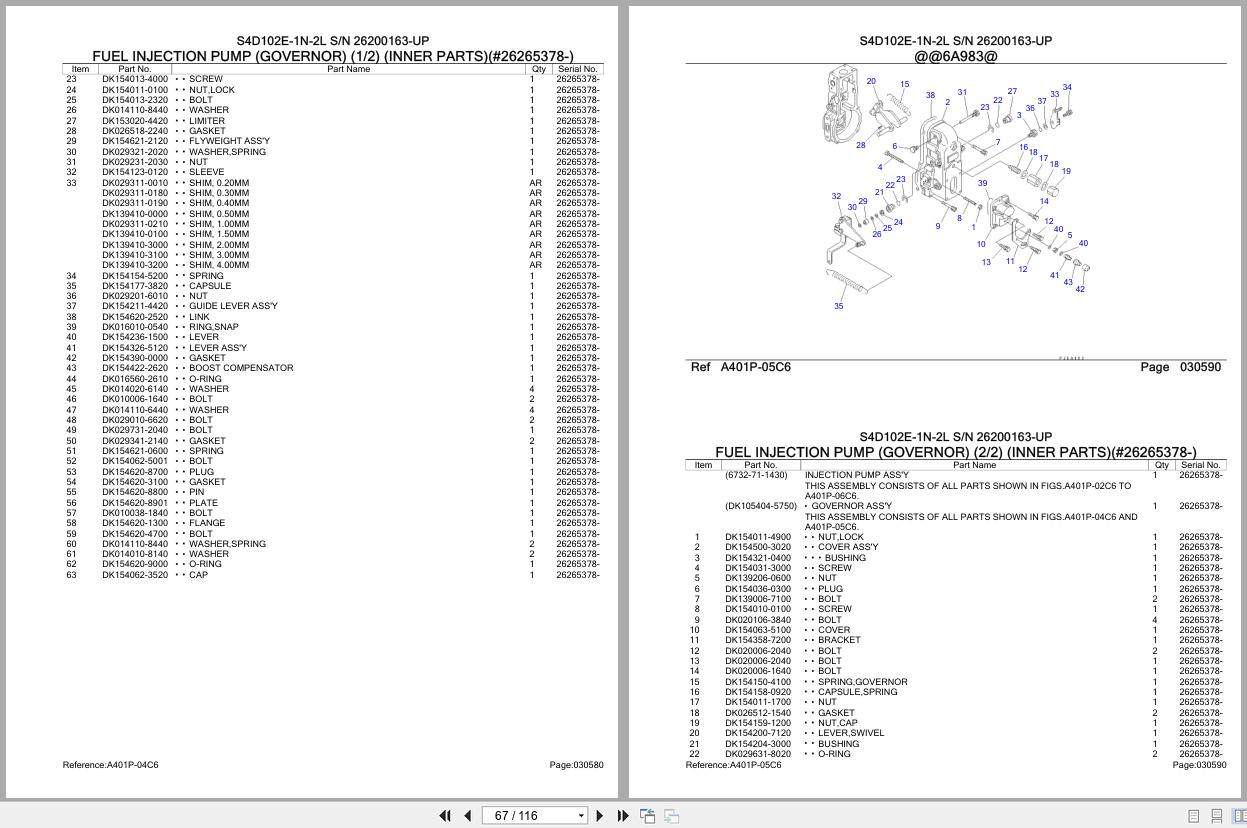 Komatsu Engine S4D102E 1N 2L 26200163 UP Parts Catalog (2)
