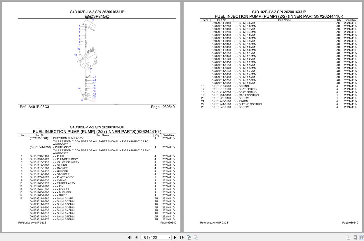 Komatsu Engine S4D102E 1V 2 26200163 UP Parts Catalog (2)