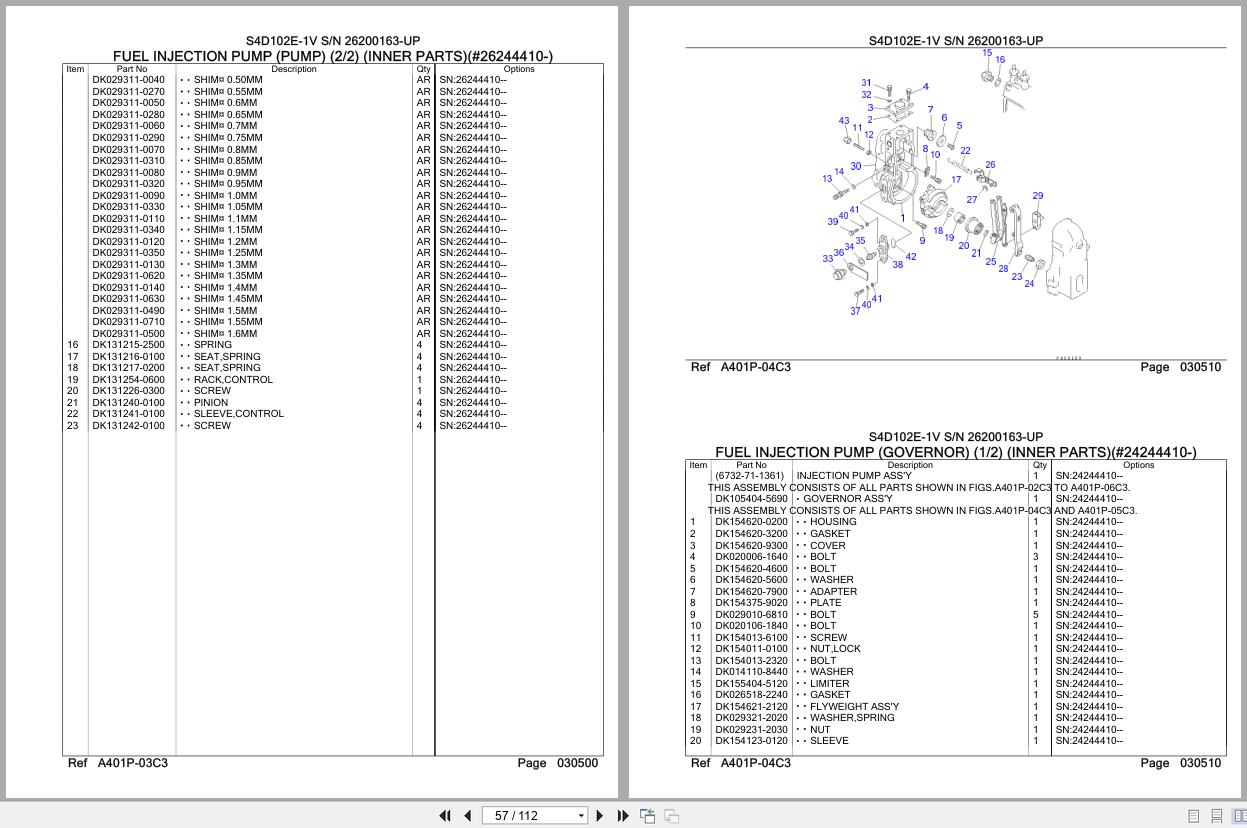Komatsu Engine S4D102E 1V 26200163 UP Parts Catalog (2)