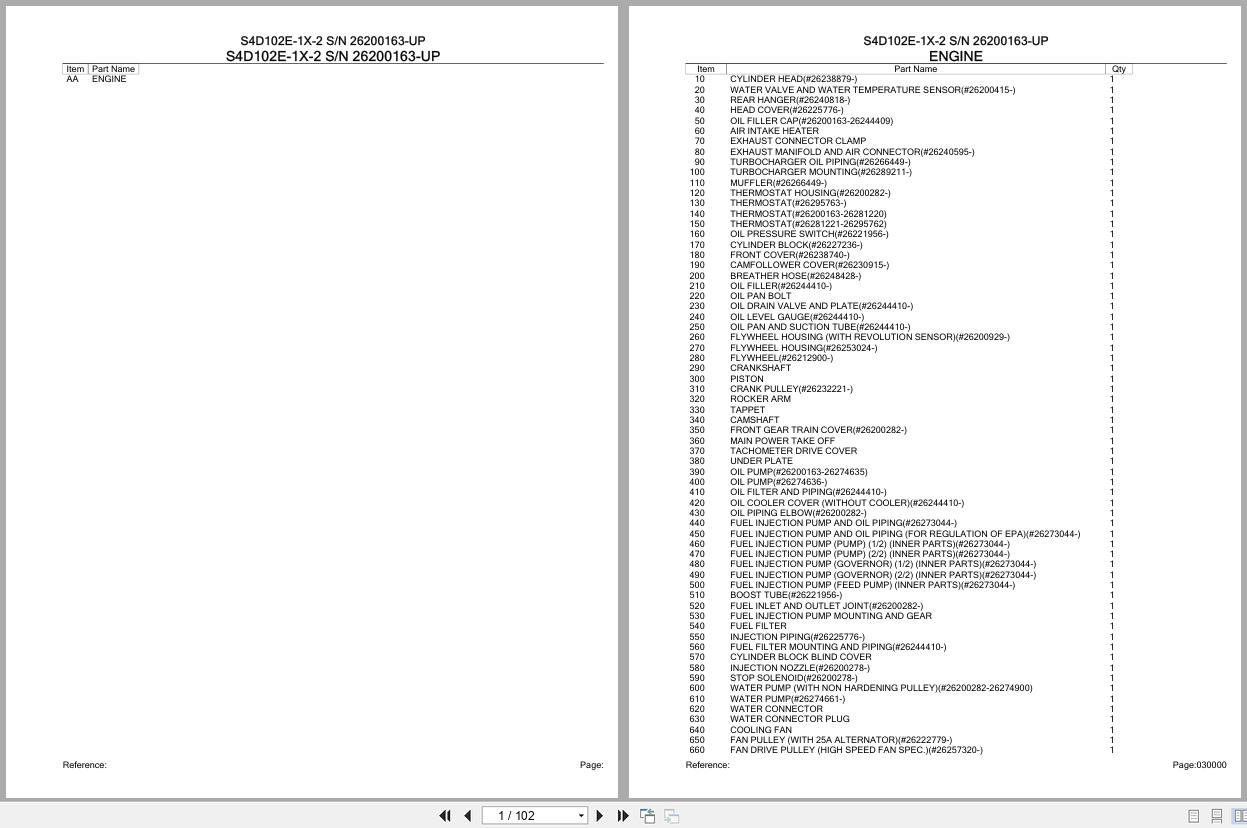 Komatsu Engine S4D102E 1X 2 26200163 UP Parts Catalog (1)