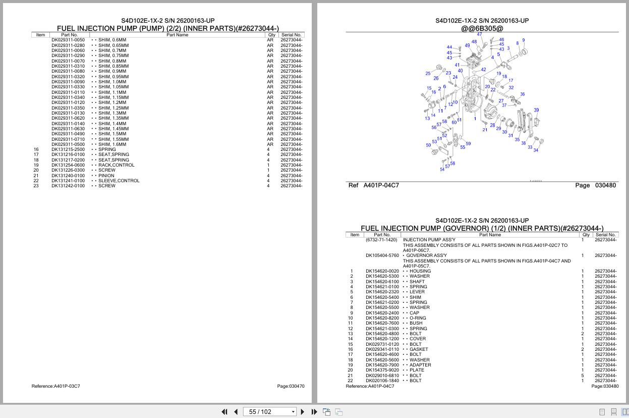 Komatsu Engine S4D102E 1X 2 26200163 UP Parts Catalog (2)