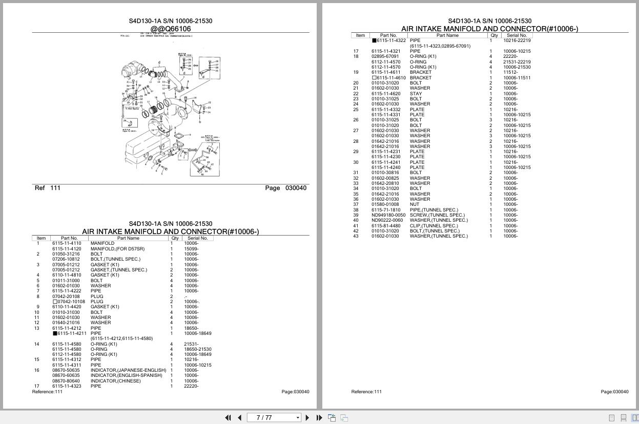 Komatsu Engine S4D130 1A 10006 21530 Parts Catalog (2)