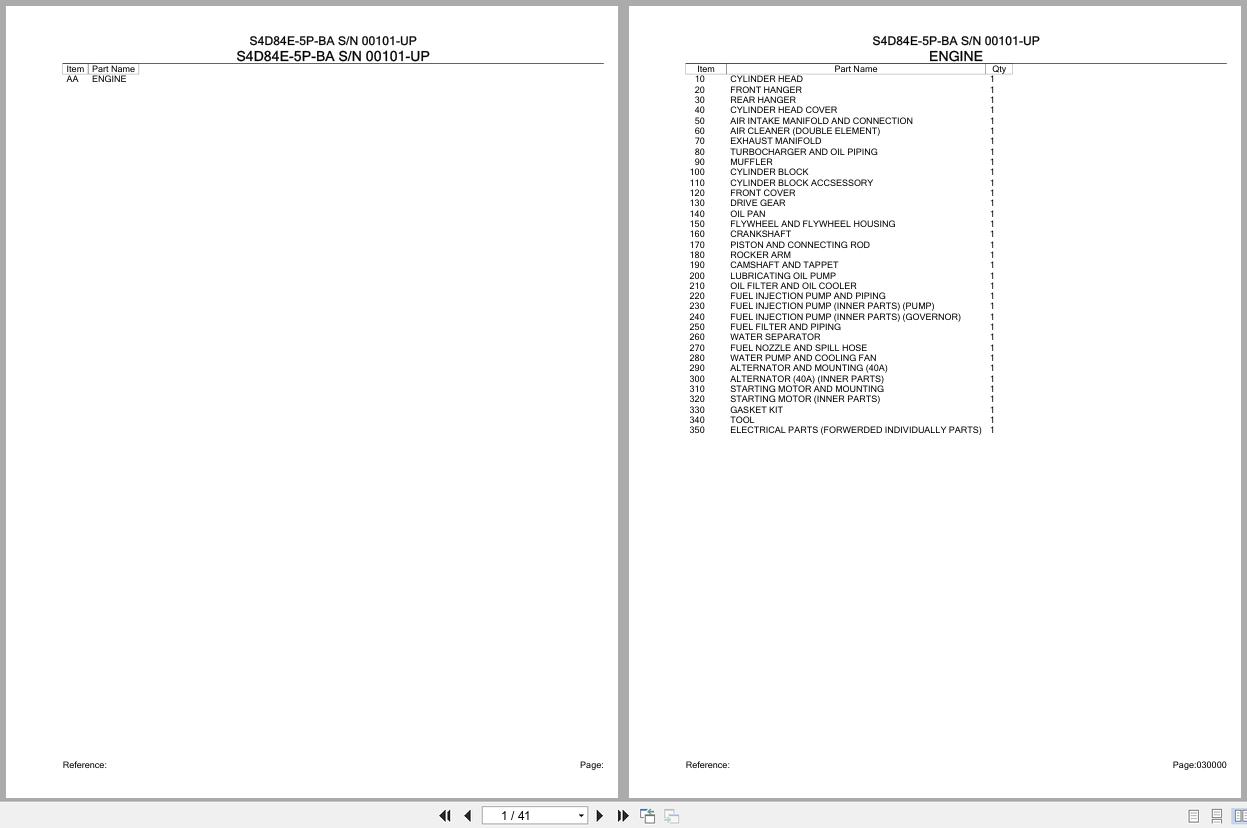 Komatsu Engine S4D84E 5P BA 00101 UP Parts Catalog (1)