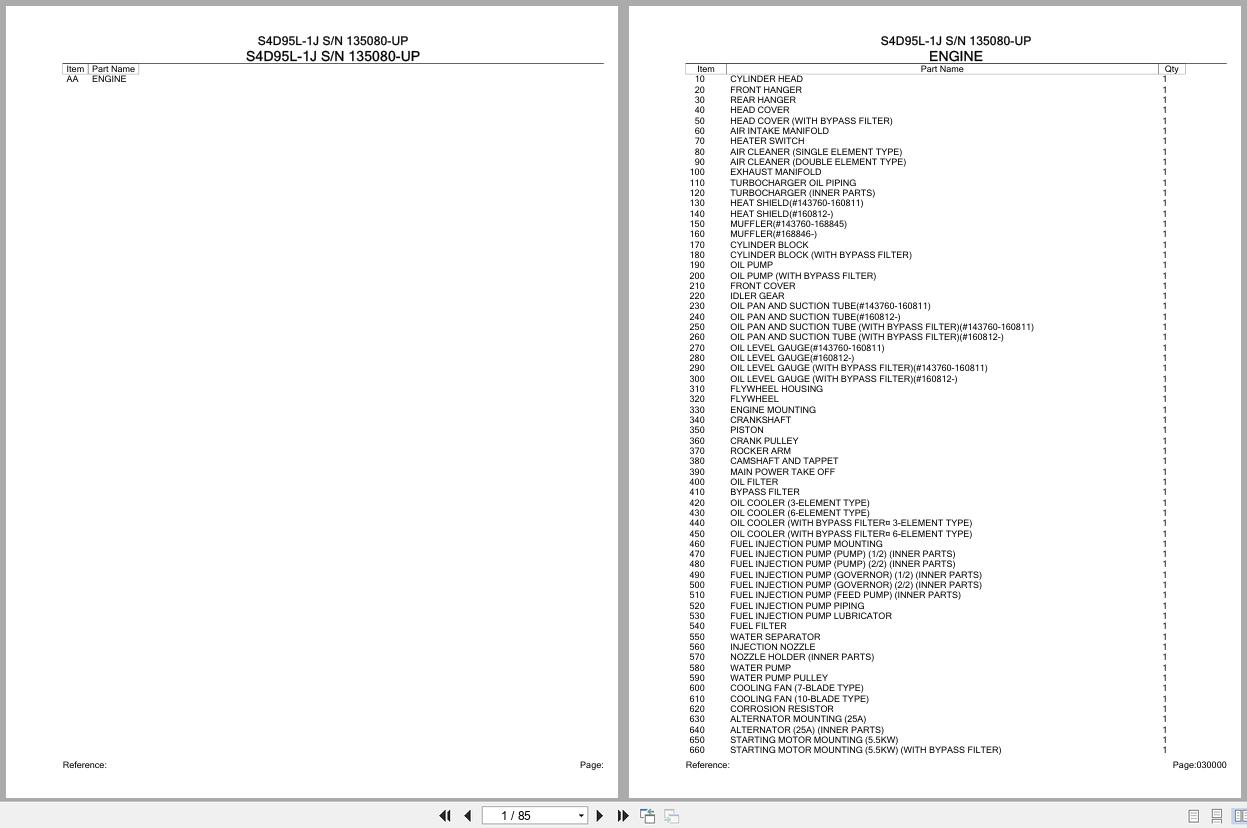 Komatsu Engine S4D95L 1J 135080 UP Parts Catalog (1)