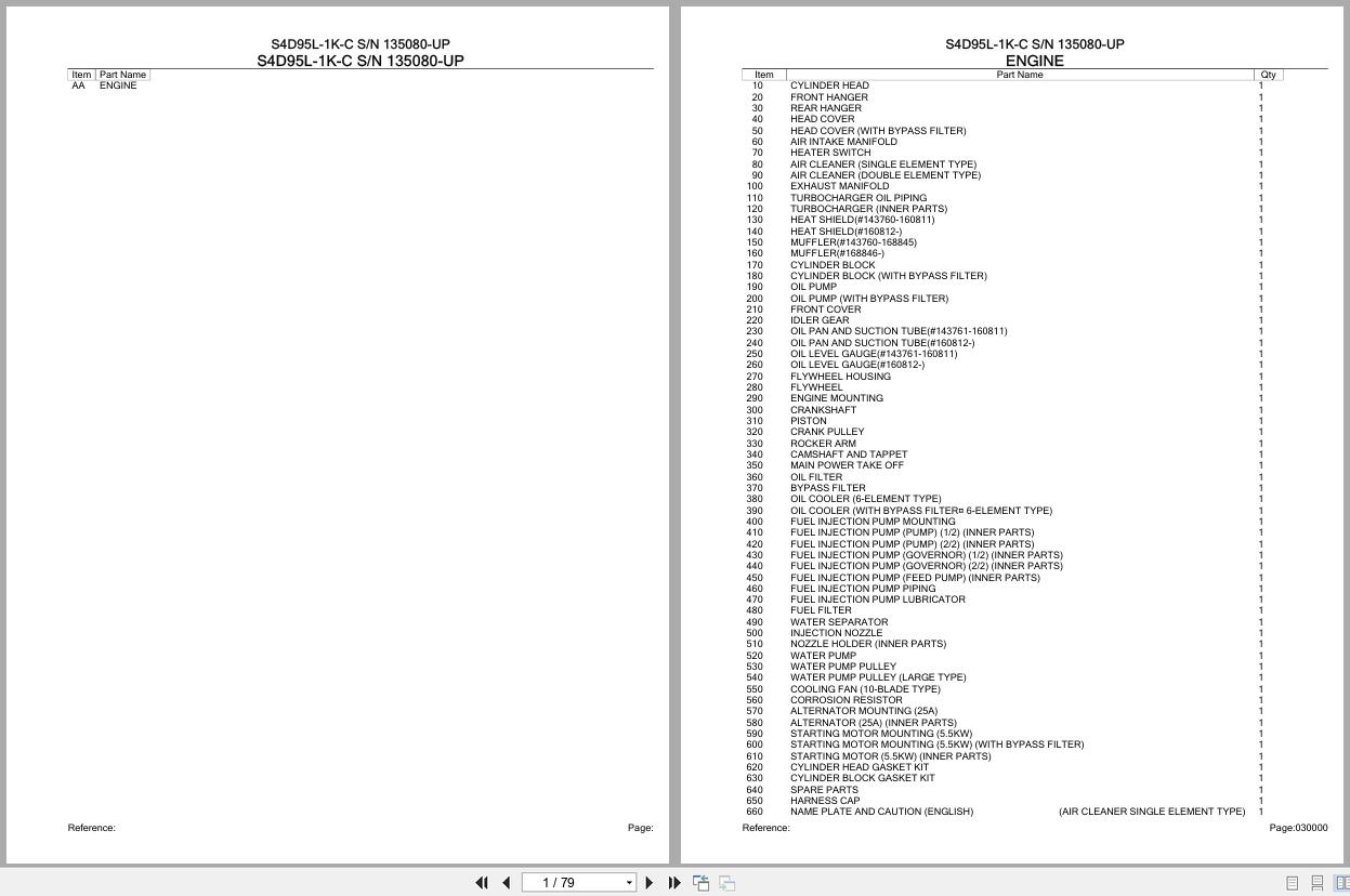 Komatsu Engine S4D95L 1K C 135080 UP Parts Catalog (1)