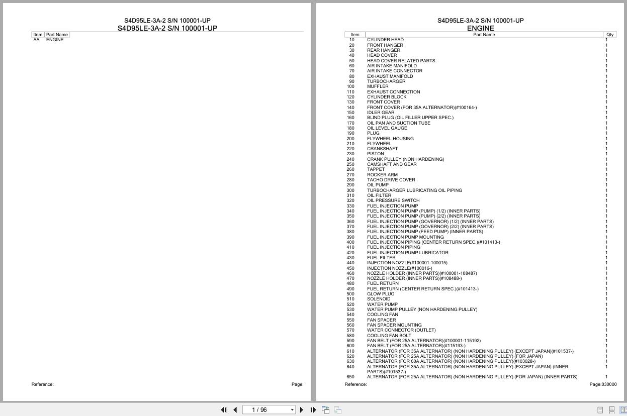 Komatsu Engine S4D95LE 3A 2 100001 UP Parts Catalog (1)