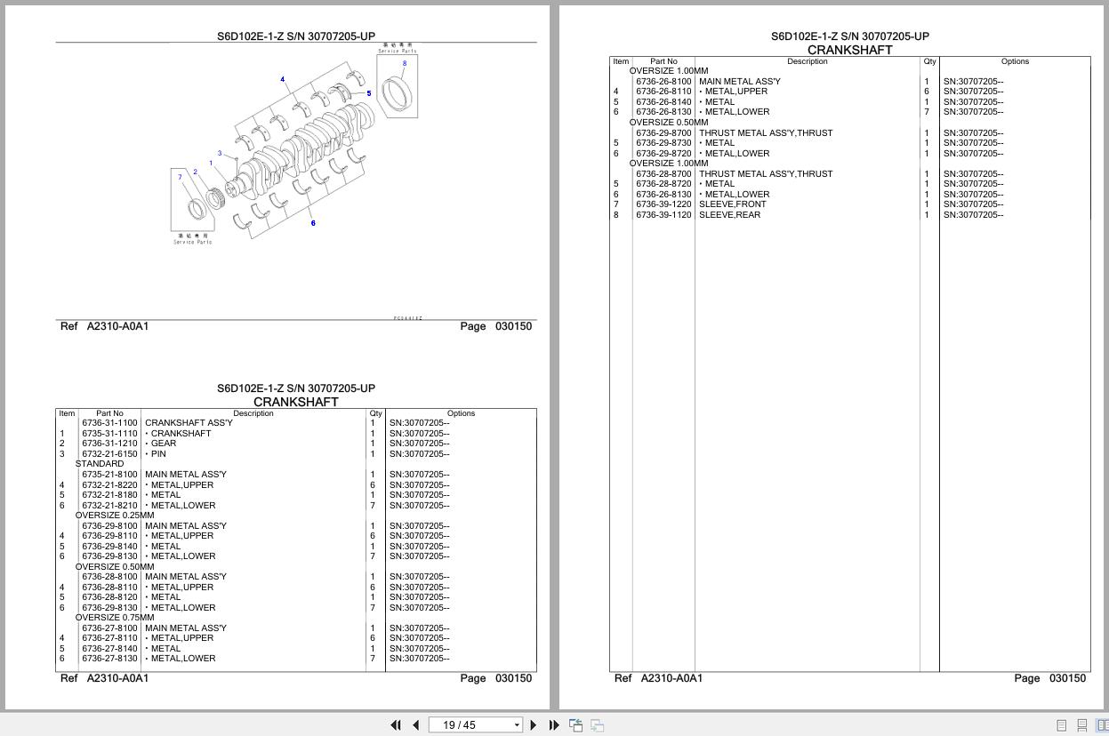 Komatsu Engine S6D102E 1 Z 30707205 UP Parts Catalog (2)