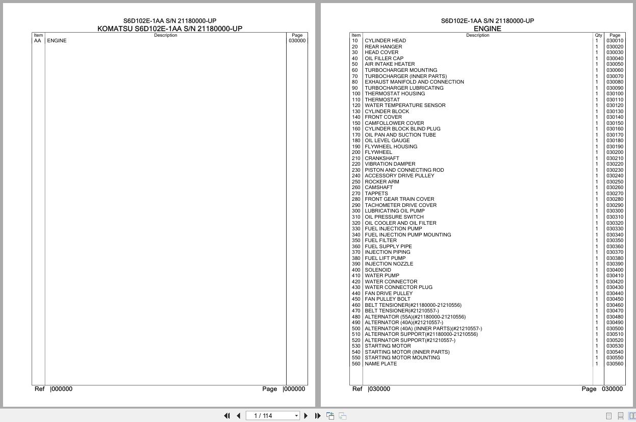 Komatsu Engine S6D102E 1AA 21180000 UP Parts Catalog (1)