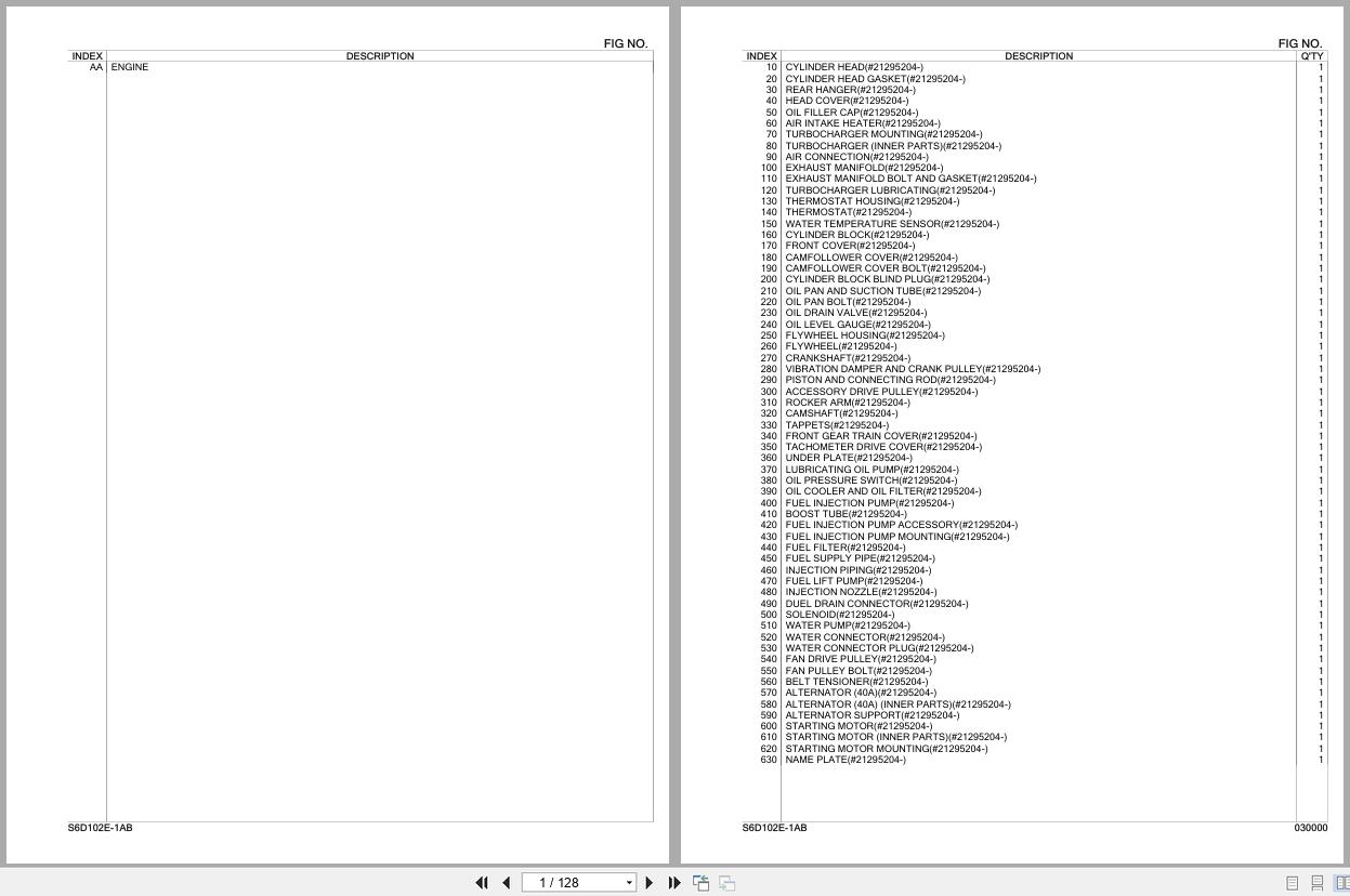 Komatsu Engine S6D102E 1AB 21180000 UP Parts Catalog (1)