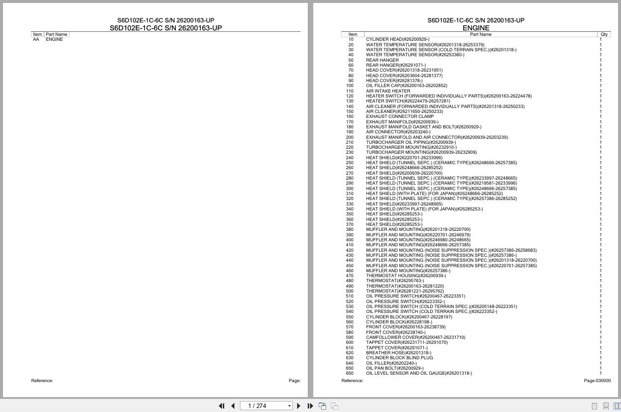 Komatsu Engine S6D102E 1C 6C 26200163 UP Parts Catalog (1)