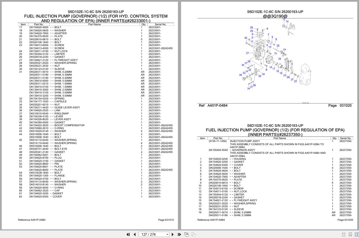 Komatsu Engine S6D102E 1C 6C 26200163 UP Parts Catalog (2)