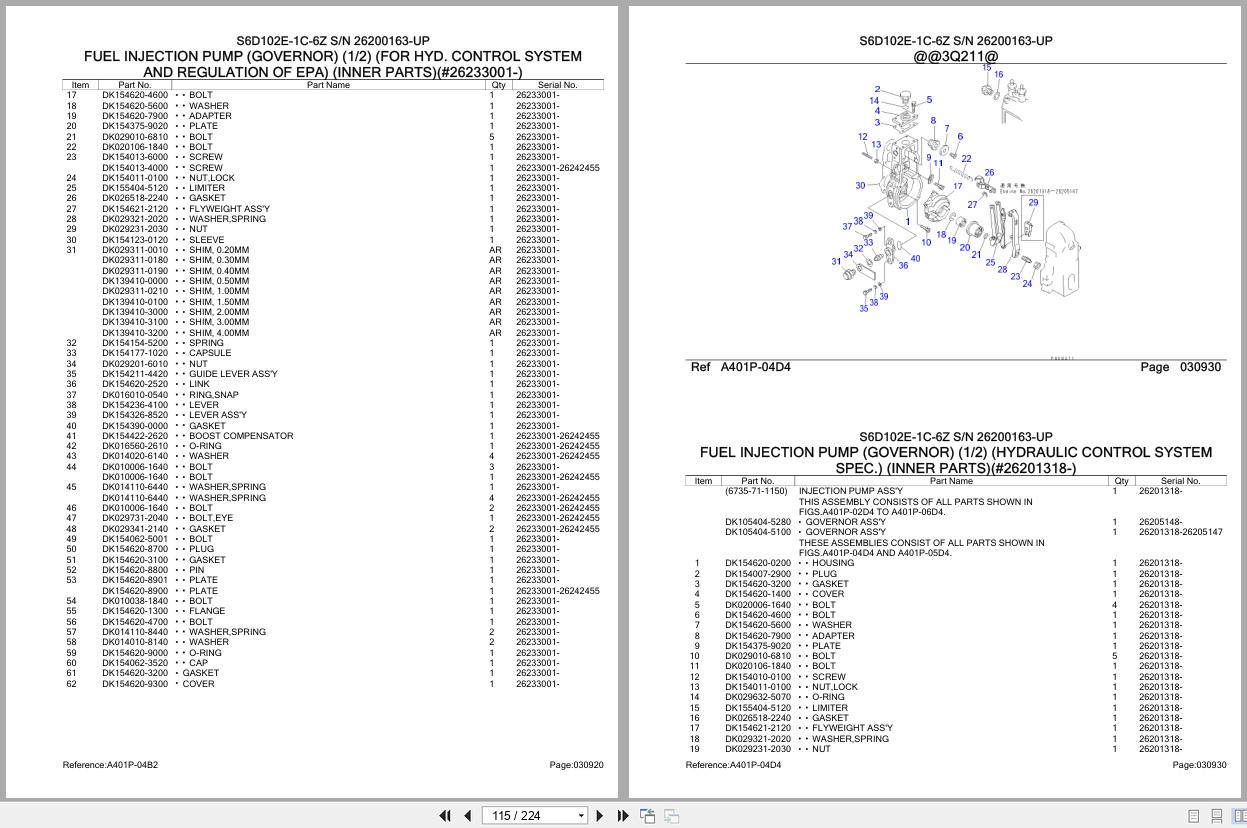 Komatsu Engine S6D102E 1C 6Z 26200163 UP Parts Catalog (2)