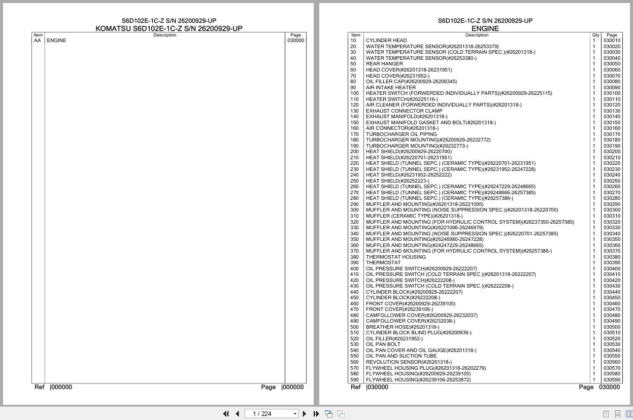 Komatsu Engine S6D102E 1C Z 26200929 UP Parts Catalog (1)