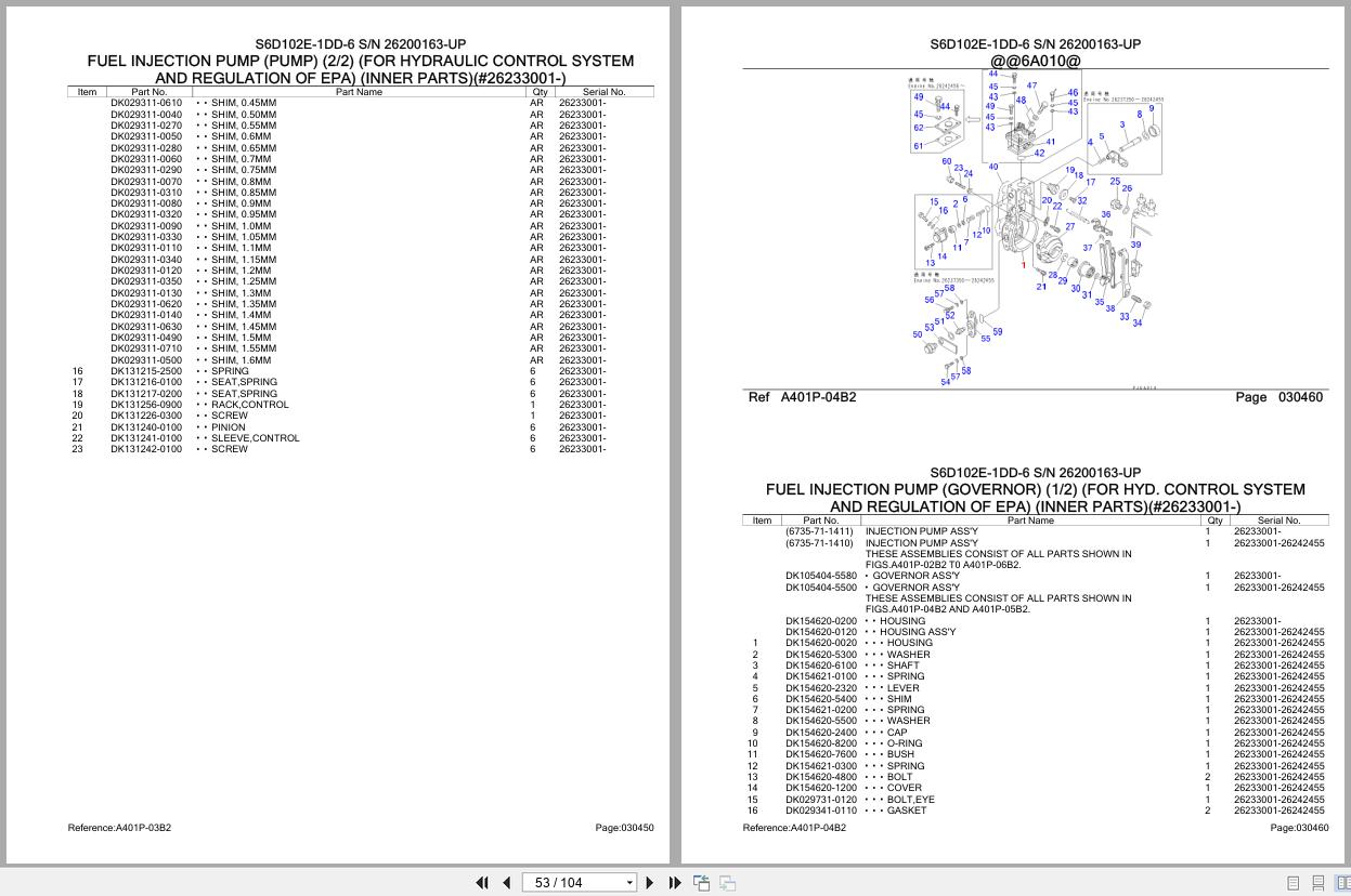 Komatsu Engine S6D102E 1DD 6 26200163 UP Parts Catalog (2)