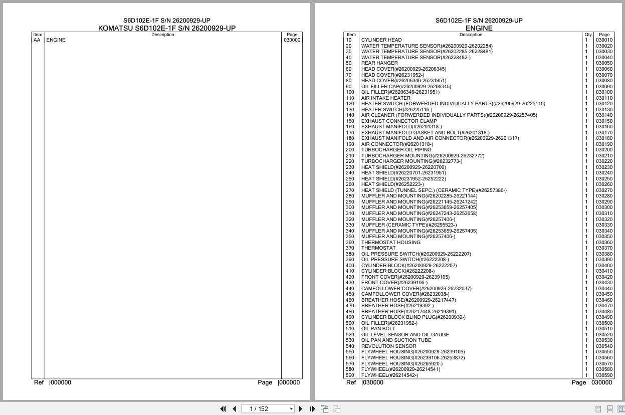 Komatsu Engine S6D102E 1F 26200929 UP Parts Catalog (1)