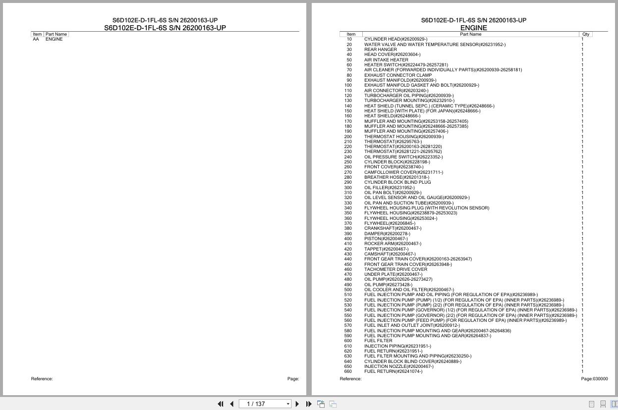 Komatsu Engine S6D102E 1F 6 26200163 UP Parts Catalog (1)