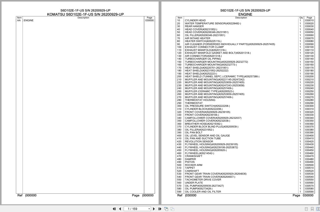 Komatsu Engine S6D102E 1F US 26200929 UP Parts Catalog (1)